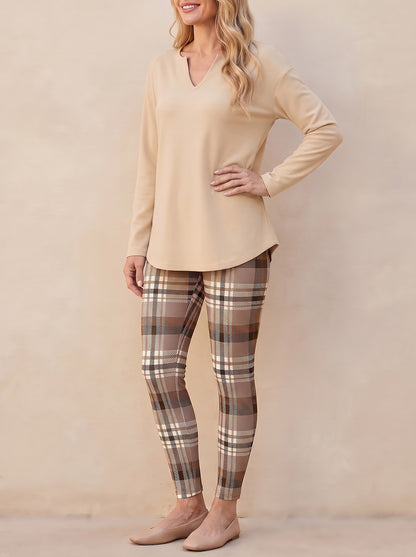 Women's V Neck Tunic and Leggings Set
