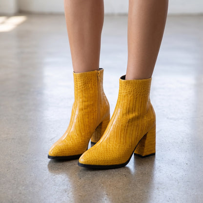 Women's Croc Effect Heeled Boots