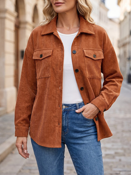 Women's Corduroy Button Up Overshirt Jacket