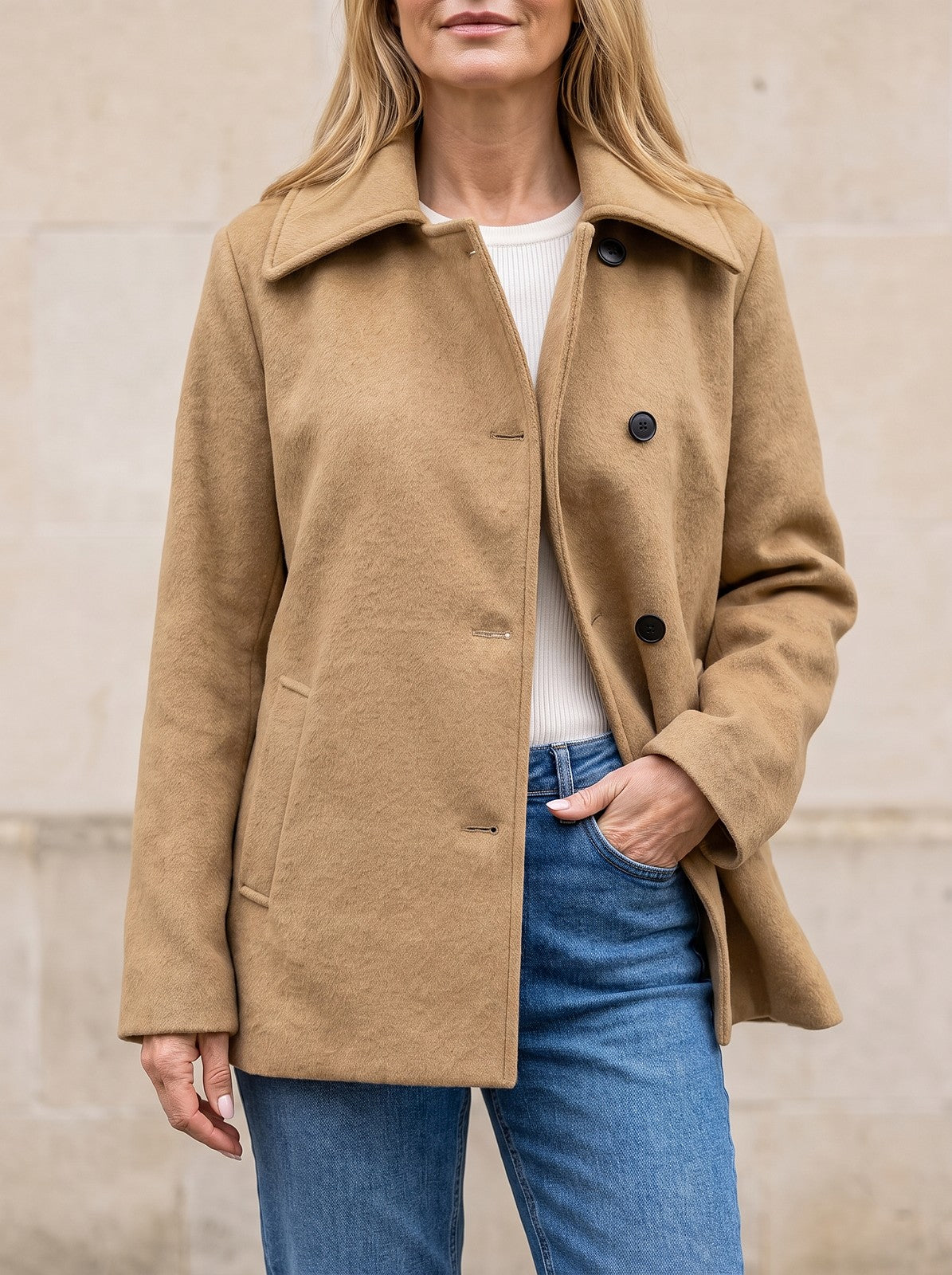 Women's Asymmetric Button Front Short Coat