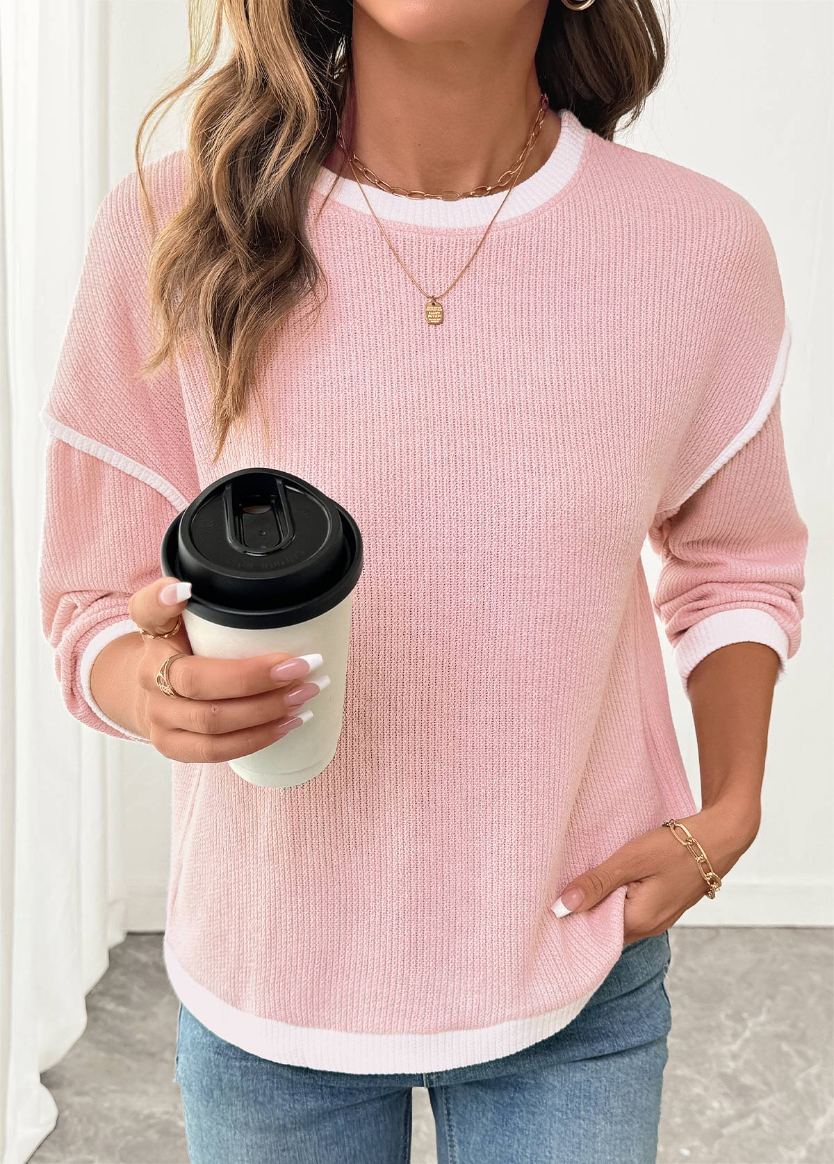 Women's Winter Patchwork Panel Sweatshirt