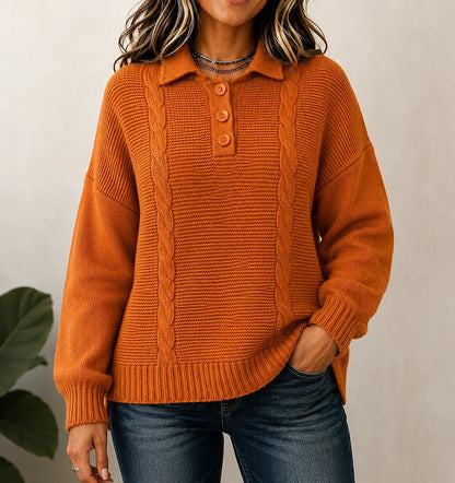 Women's Polo Collar Cable Jumper