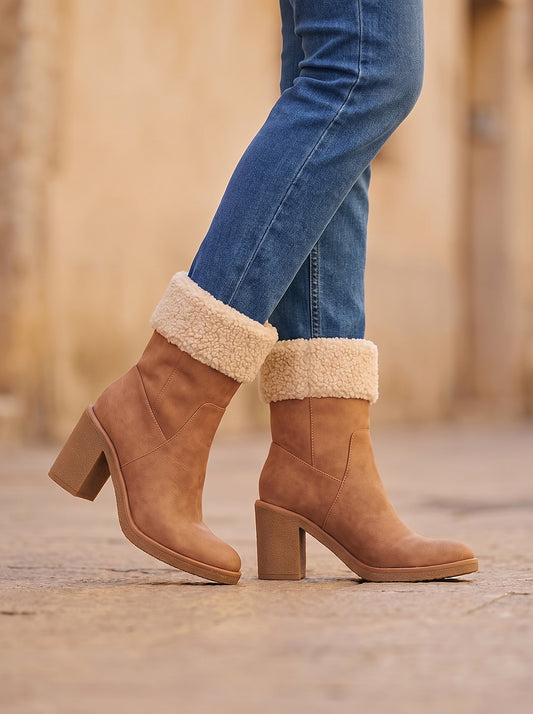 Women's Faux Fur Cuff Calf Boots