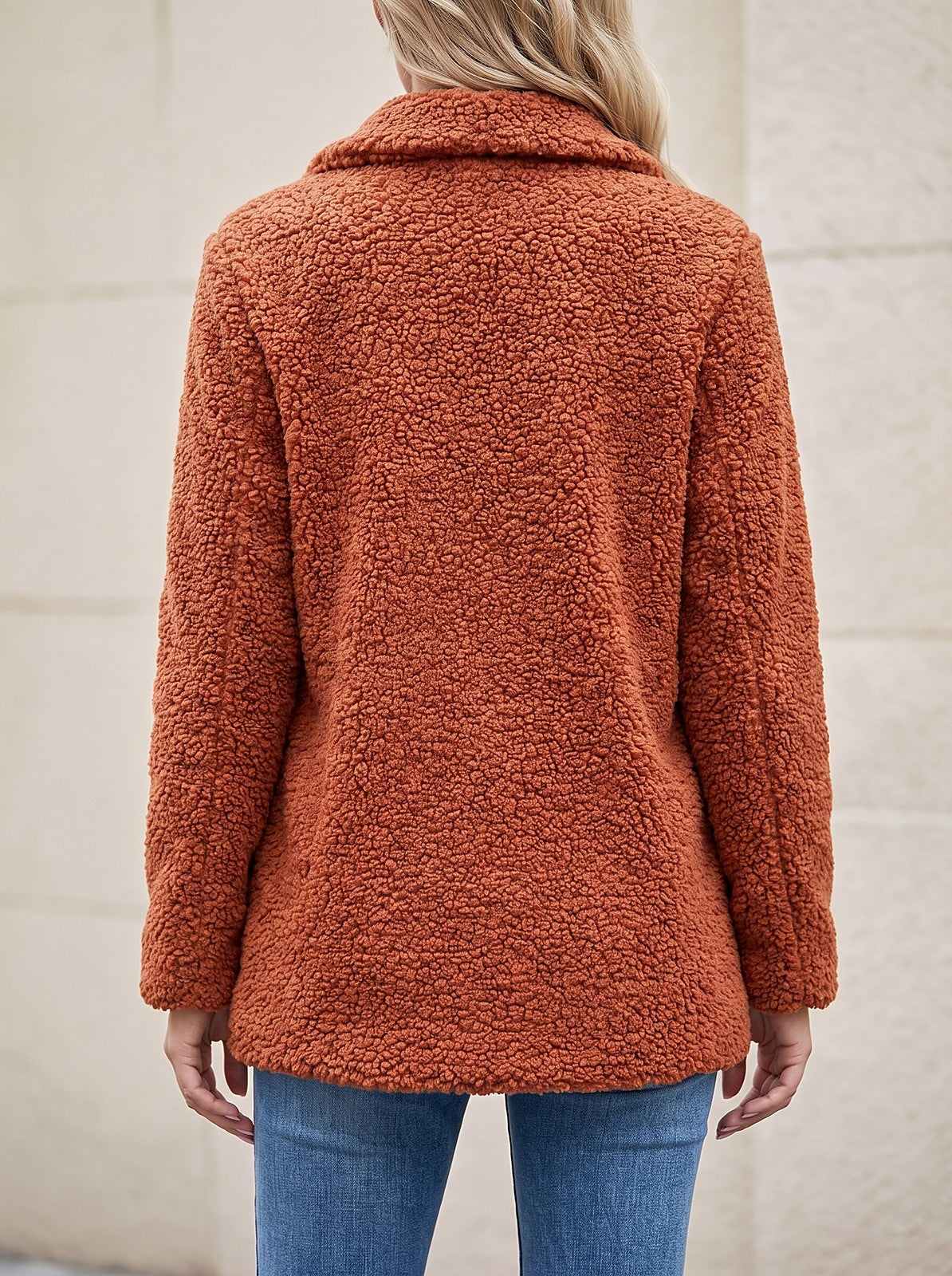 Women's Notch Collar Teddy Fleece Coat