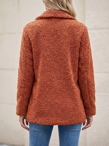 Women's Notch Collar Teddy Fleece Coat
