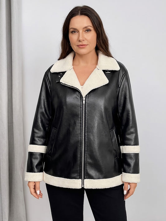 Women's Borg Collar Biker Jacket
