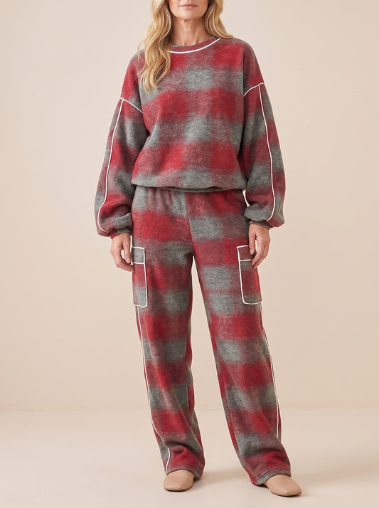 Women's Check Loungewear Cargo Jogger Co-ord