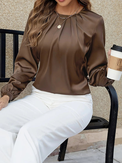 Women's Easy Wear Style Satin Puff Blouse
