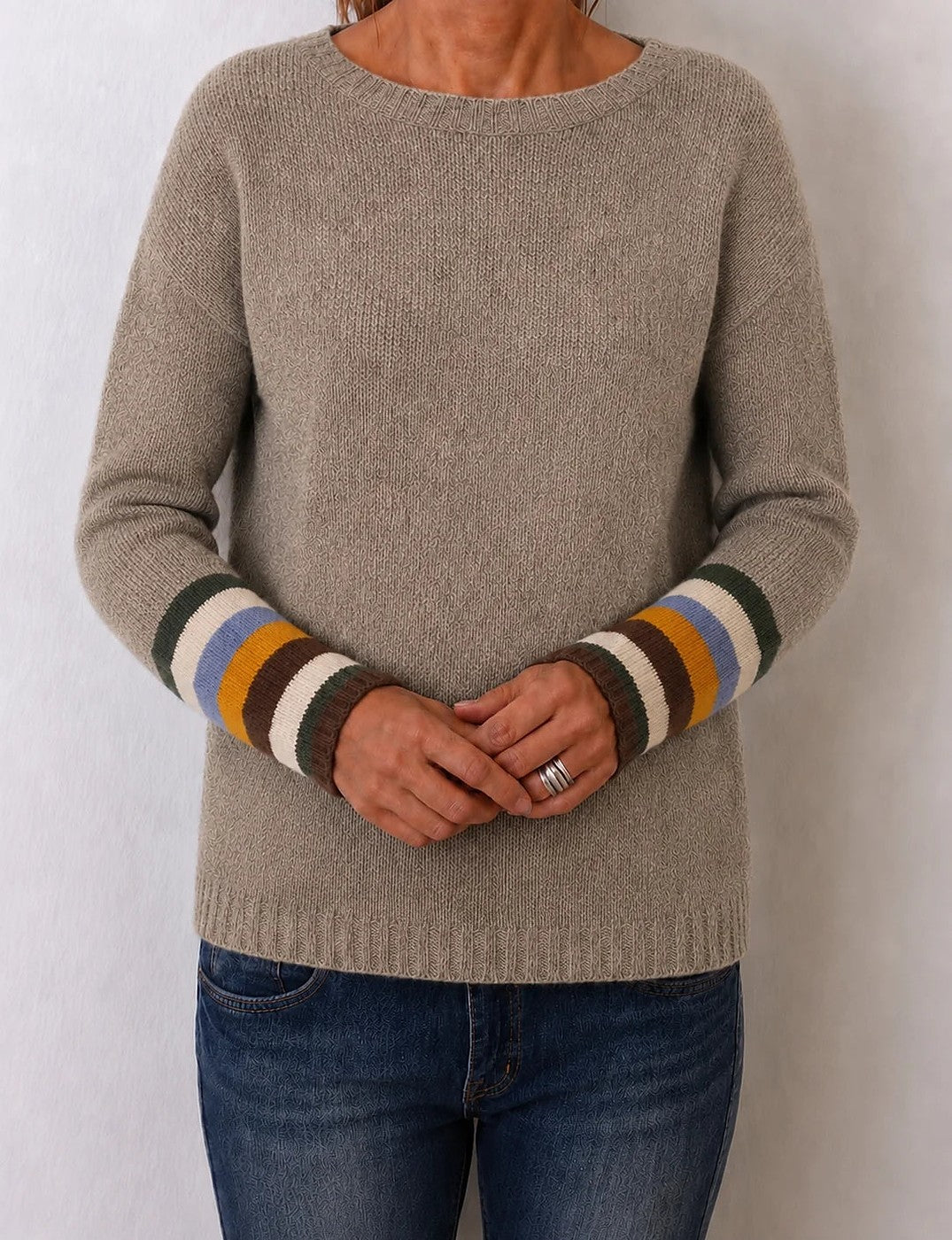 Women's Contrast Cuff Crew Jumper