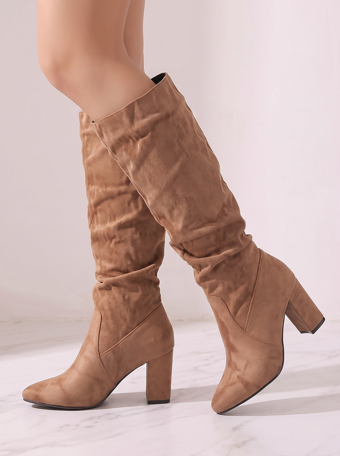 Women's Faux Suede Slouch Knee High Boots