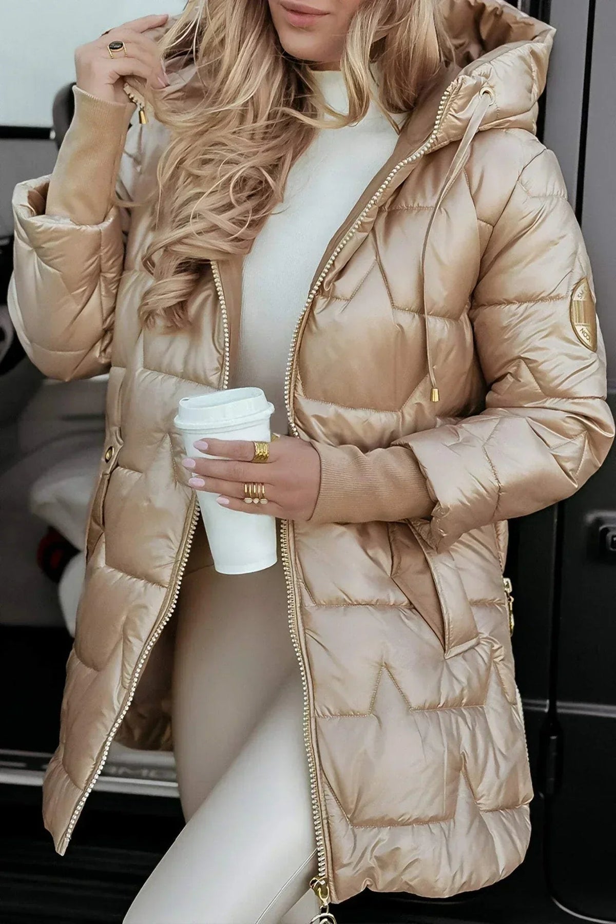 Women's Longline Padded Coat with Hood