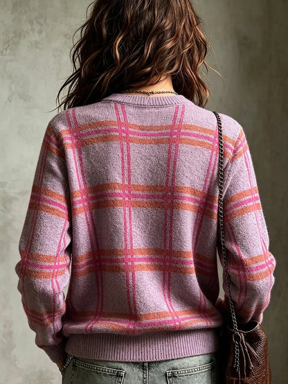 Women's Autumn Check Brushed Knit Jumper