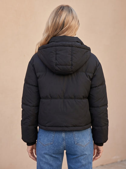 Women's Cropped Hooded Puffer Coat