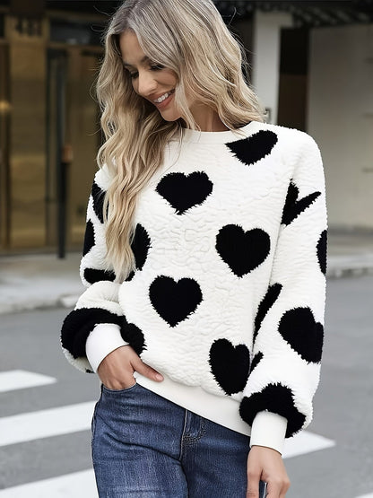 Women's Cosy Sherpa Sweatshirt with Hearts