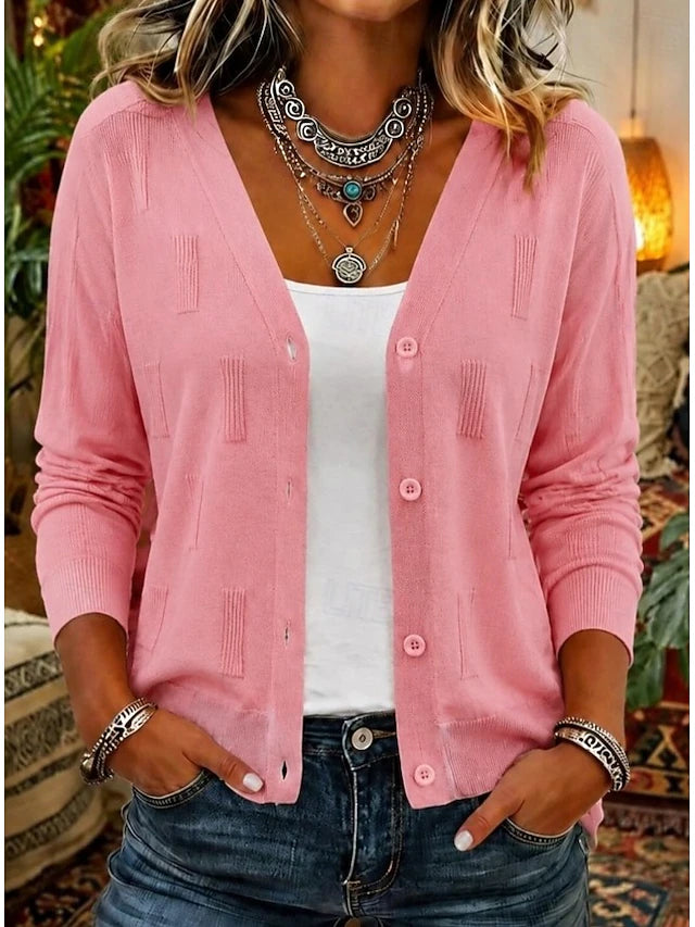 Women's Khaki V Neck Cardigan