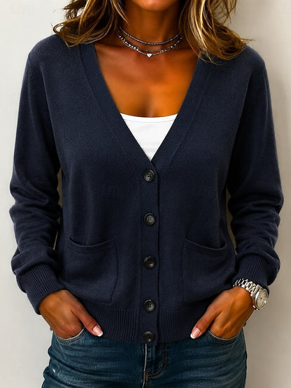 Women's Navy Fine Knit Cardigan