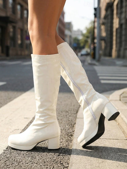 Women's White Patent Gogo Boots