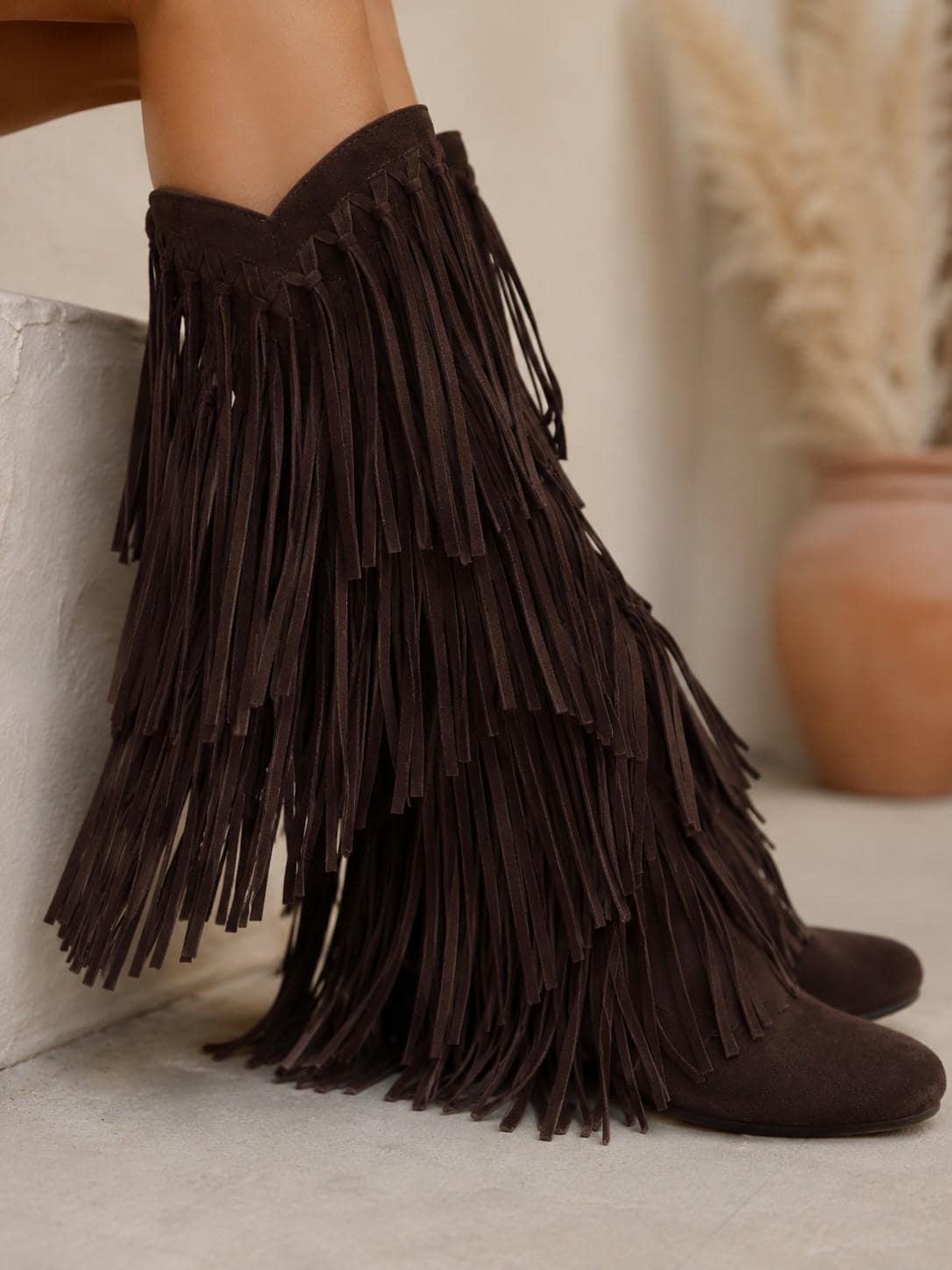 Women's Boho Fringe Tall Boots