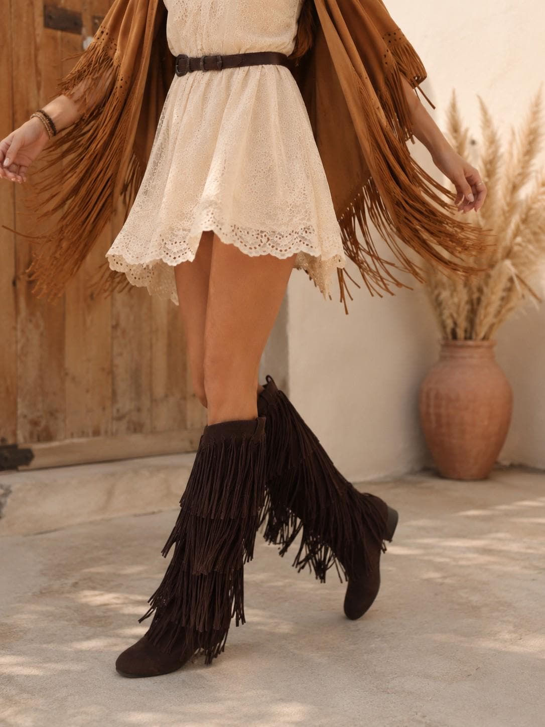 Women's Boho Fringe Tall Boots