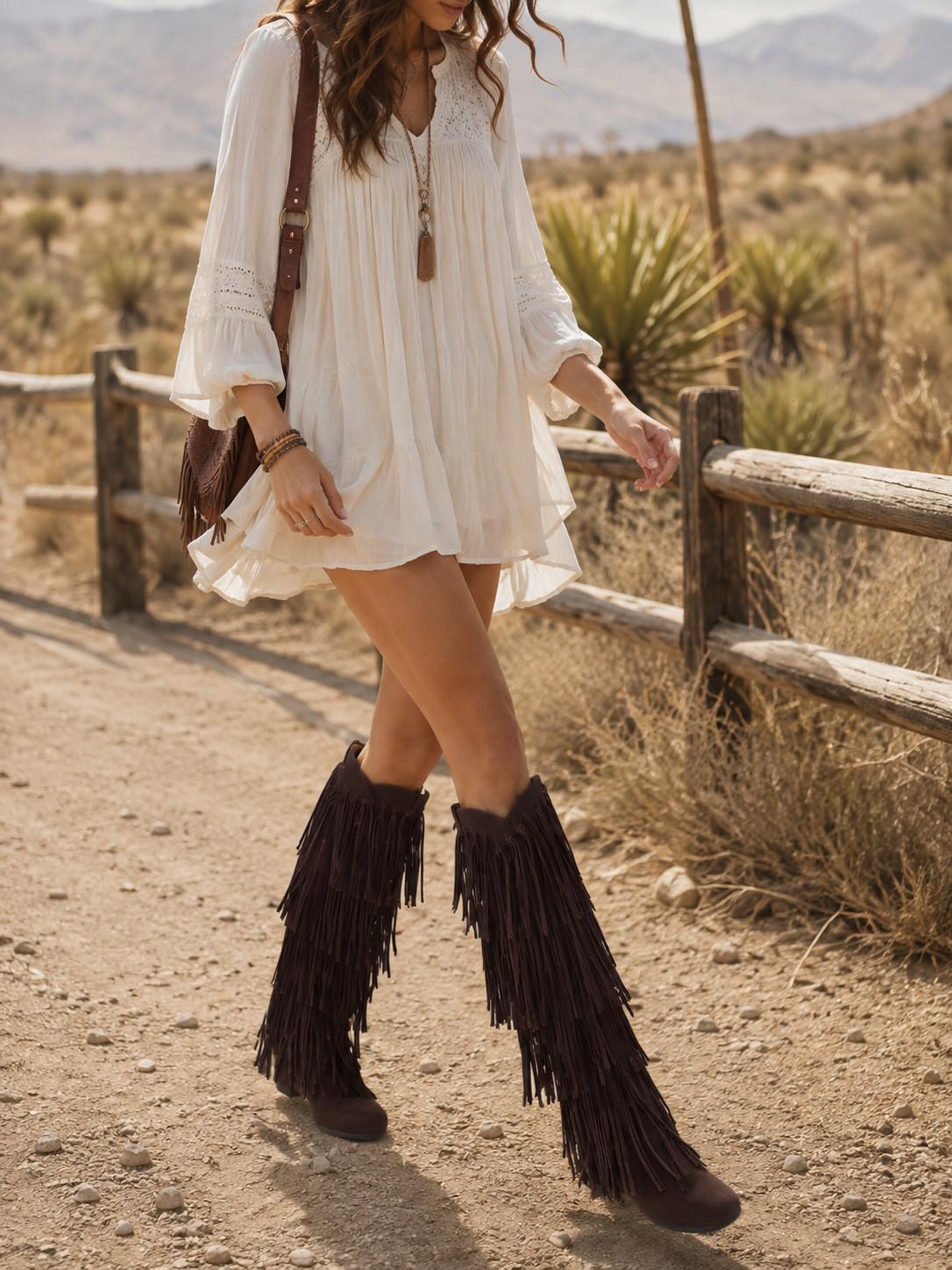 Women's Boho Fringe Tall Boots