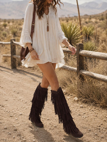 Women's Boho Fringe Tall Boots