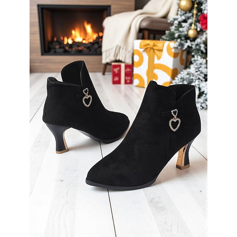 Women's Diamante Heart Ankle Boots