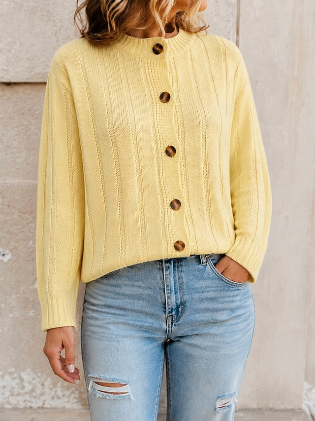Women's Lemon Crew Neck Cardigan