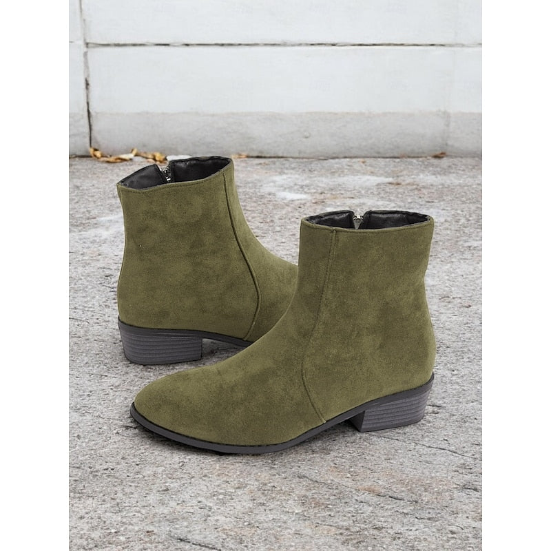 Women's Flat Suede Zip Boots