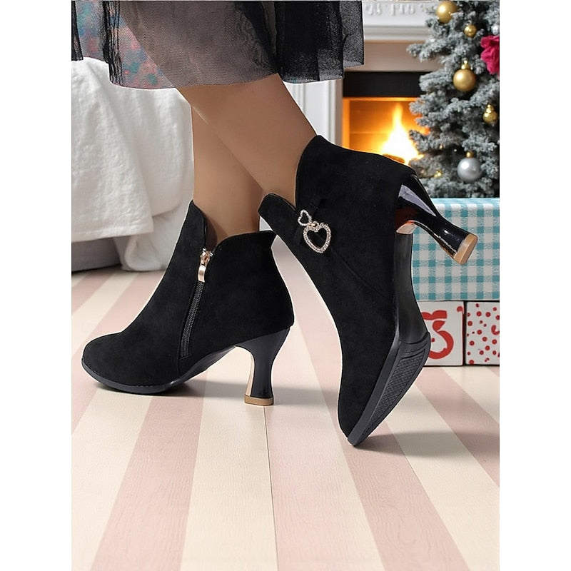 Women's Diamante Heart Ankle Boots