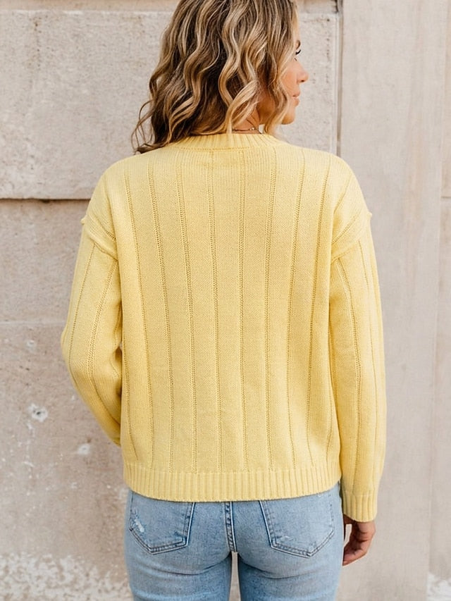 Women's Lemon Crew Neck Cardigan