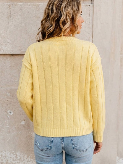 Women's Lemon Crew Neck Cardigan
