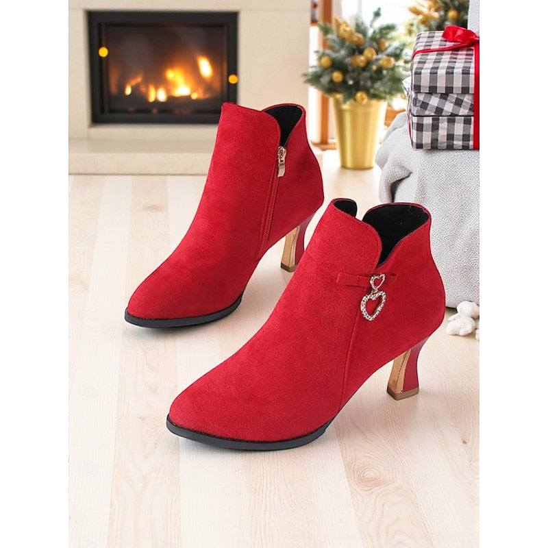 Women's Diamante Heart Ankle Boots