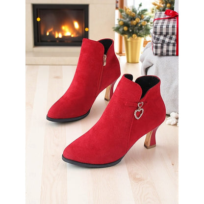 Women's Diamante Heart Ankle Boots
