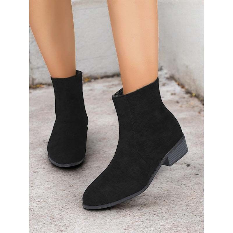 Women's Flat Suede Zip Boots
