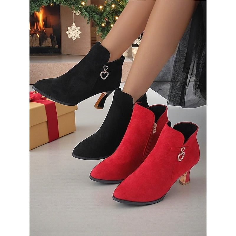 Women's Diamante Heart Ankle Boots