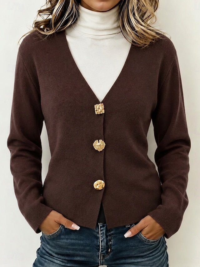 Women's Wine Button Up Knit Cardigan