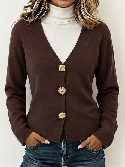 Women's Wine Button Up Knit Cardigan