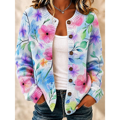 Women's Soft Floral Button Cardigan