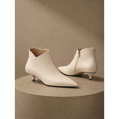 Women's Ivory Kitten Heel Boots