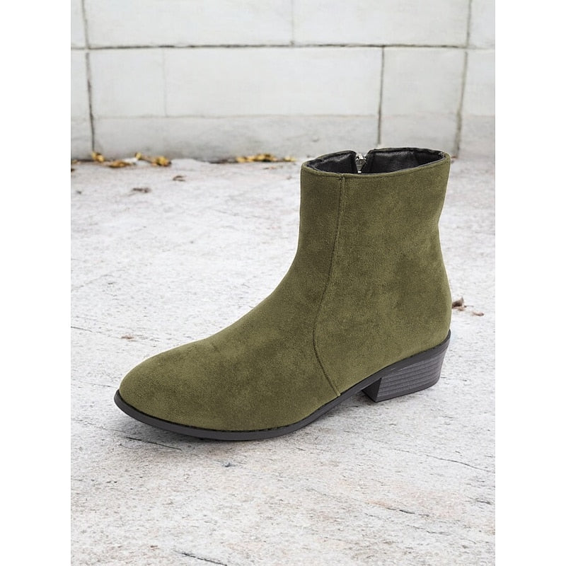 Women's Flat Suede Zip Boots