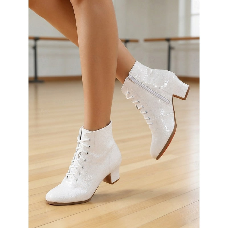 Women's White Croc Print Boots