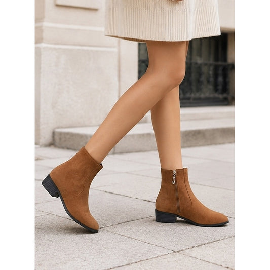 Women's Flat Suede Zip Boots