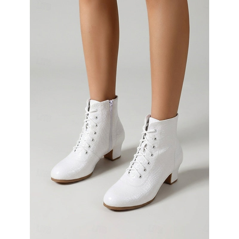 Women's White Croc Print Boots