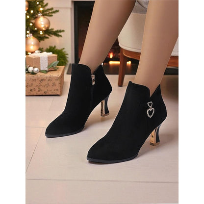Women's Diamante Heart Ankle Boots