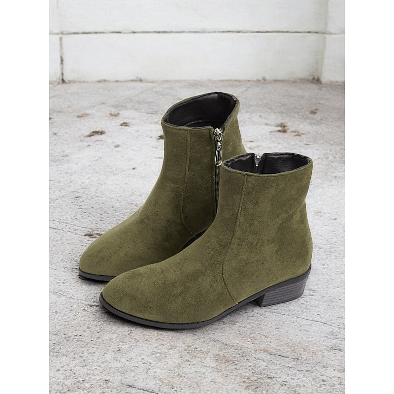 Women's Flat Suede Zip Boots