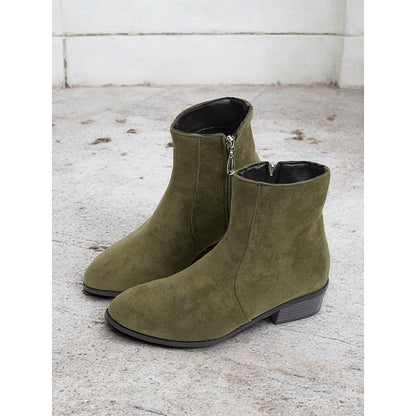 Women's Flat Suede Zip Boots