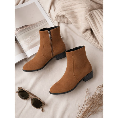 Women's Flat Suede Zip Boots