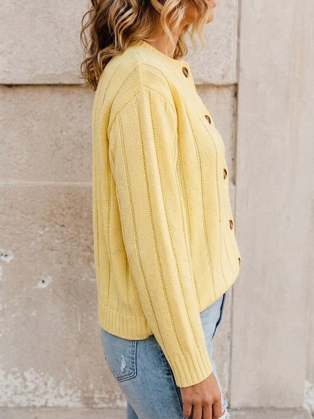Women's Lemon Crew Neck Cardigan