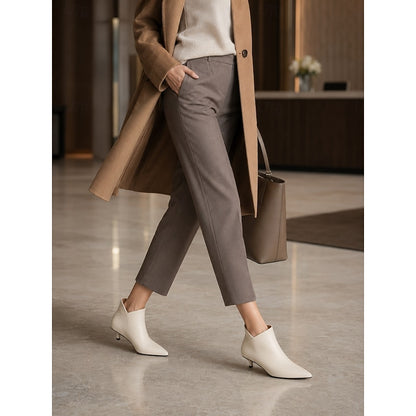 Women's Ivory Kitten Heel Boots