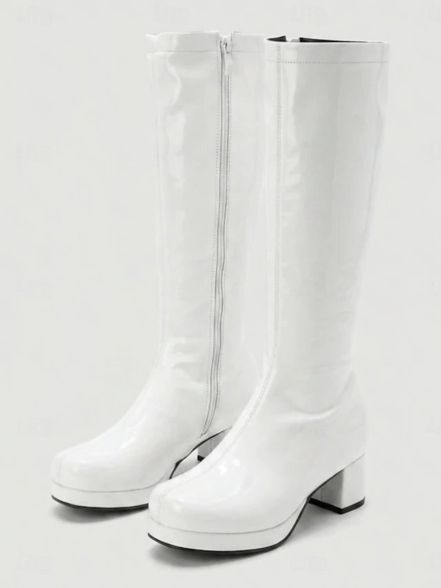 Women's White Patent Gogo Boots